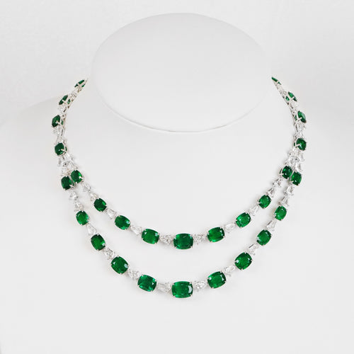 66.95 cts Emerald with Kites Diamond Necklace (ENQUIRE)