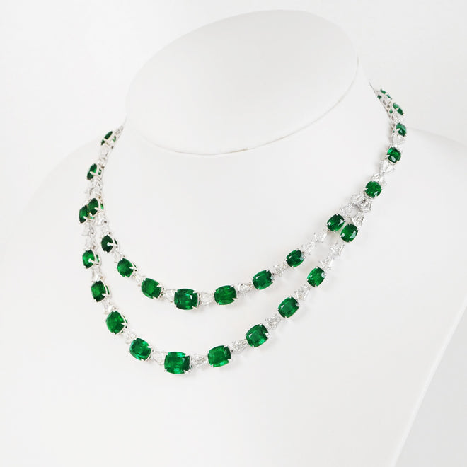 66.95 cts Emerald with Kites Diamond Necklace (ENQUIRE)
