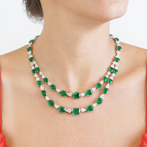 66.95 cts Emerald with Kites Diamond Necklace (ENQUIRE)