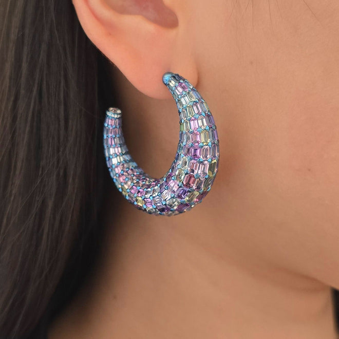 68.45 cts  Unheated Multicolor Titanium Sapphire Eternity Hoops