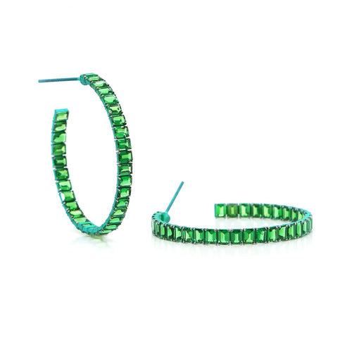 14.23 cts Octagon Tsavorite Eternity Hoops