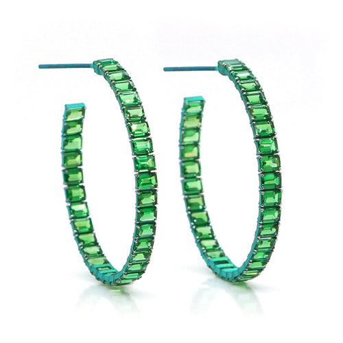 14.23 cts Octagon Tsavorite Eternity Hoops