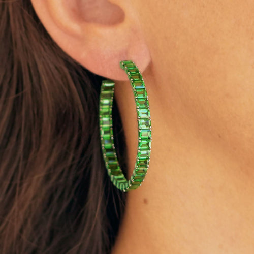 14.23 cts Octagon Tsavorite Eternity Hoops