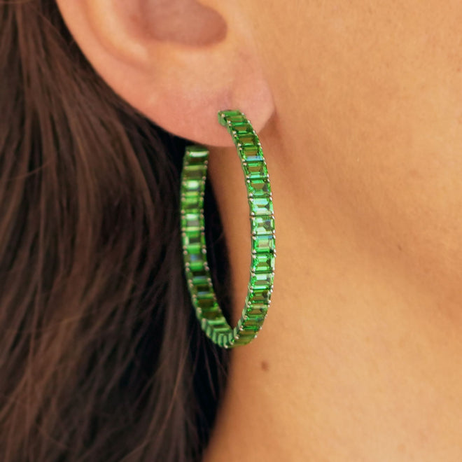 14.23 cts Octagon Tsavorite Eternity Hoops
