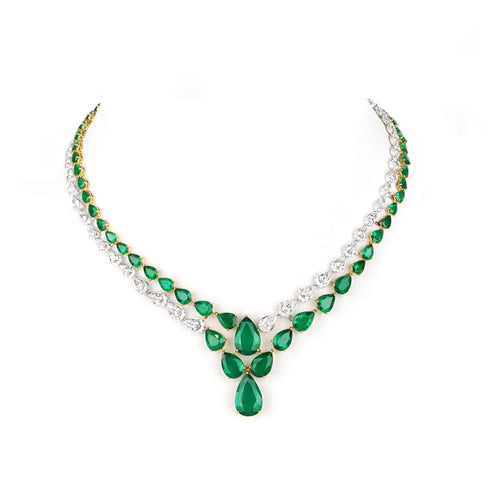 46.49 / 15.67 cts Emerald with Diamond Necklace (ENQUIRE)