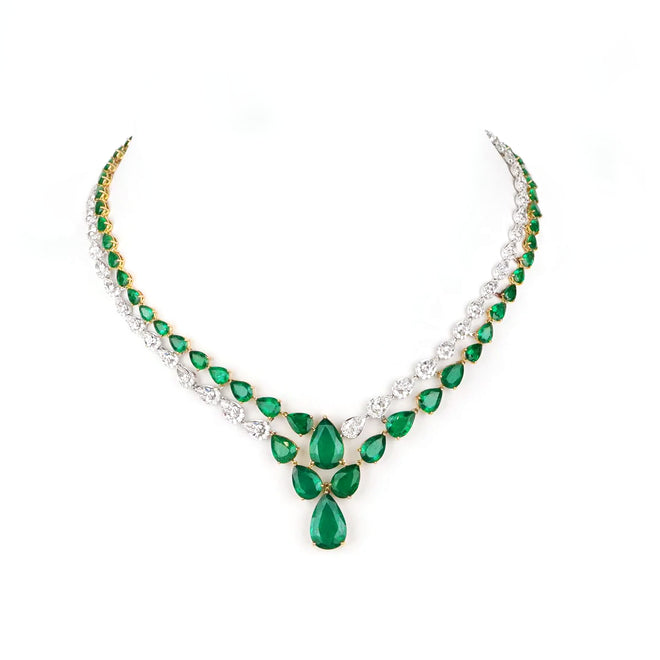 46.49 / 15.67 cts Emerald with Diamond Necklace (ENQUIRE)