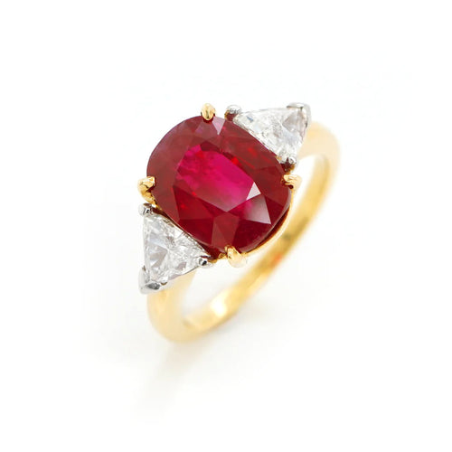 4.87 cts Cushion Ruby with Diamond Ring