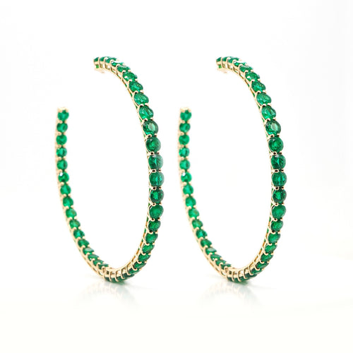 17.88 cts Round Emerald Eternity Hoops