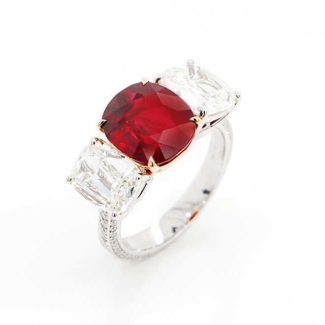 5.01 cts  Ruby with Diamond Ring (ENQUIRE)