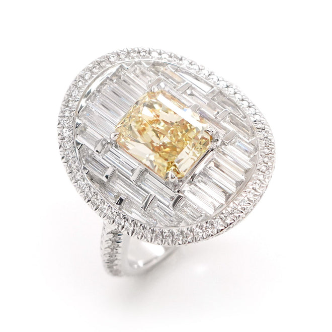 2.02 cts Radiant Yellow Diamond Ring