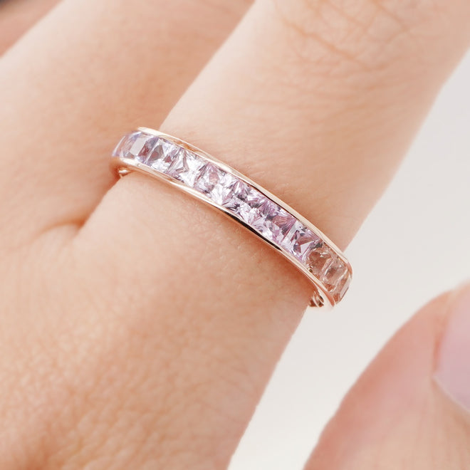 4.15 cts Princess Fancy Sapphire Eternity Ring