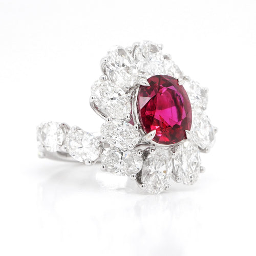 RR-19021 6.99 / 4.03 cts Ruby with Oval Diamond Ring (ENQUIRE)