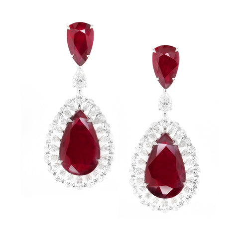 8.090 / 4.08 cts Unheated Ruby with Diamond Earrings (ENQUIRE)