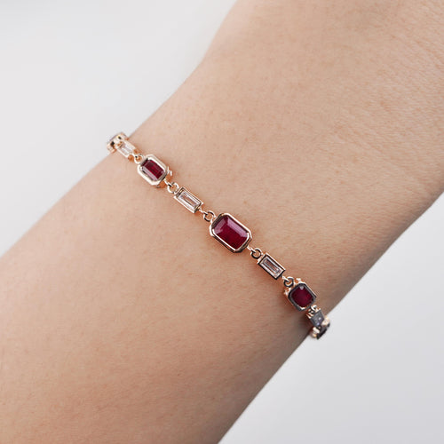 br-25003-3.43  0.75 cts Octagon Ruby with Diamond Bracelet