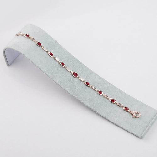 br-25003-3.43  0.75 cts Octagon Ruby with Diamond Bracelet
