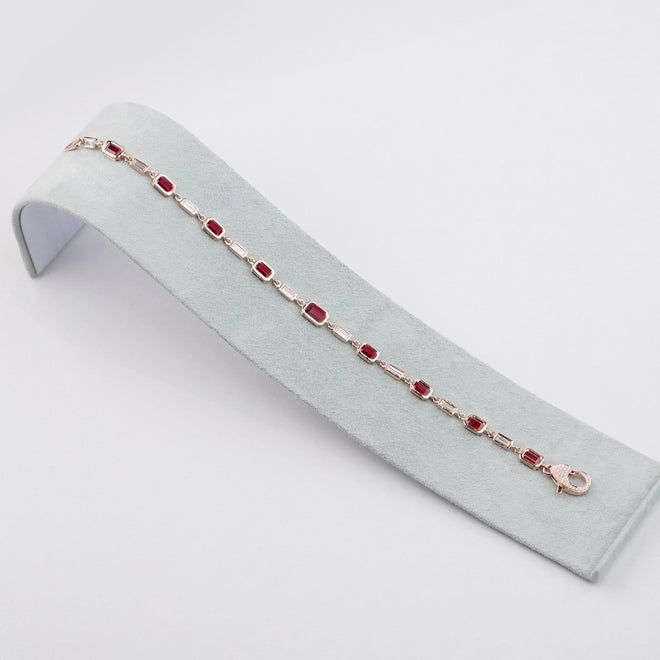br-25003-3.43  0.75 cts Octagon Ruby with Diamond Bracelet