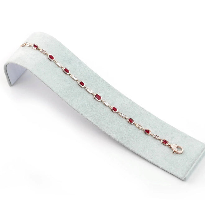 3.43 / 0.75 cts Octagon Ruby with Diamond Bracelet