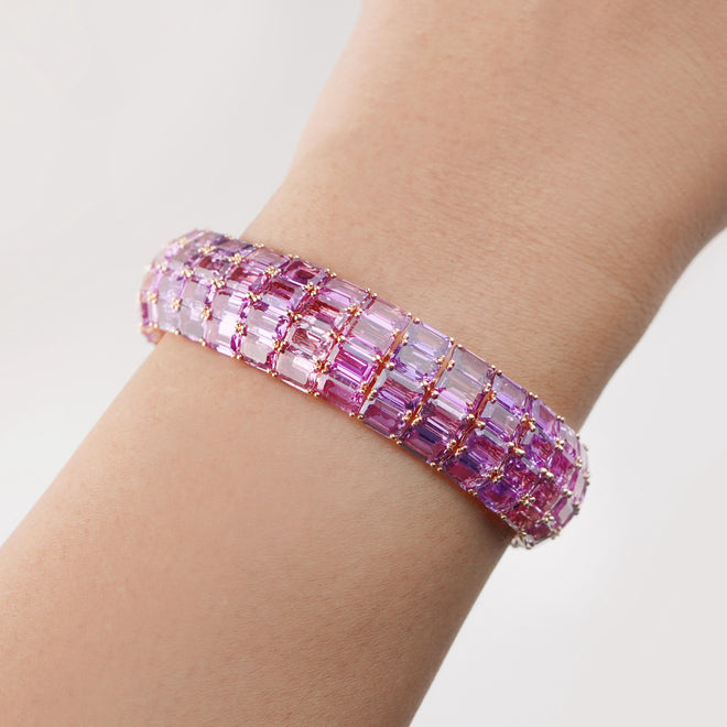 bs-25001-59.42 cts Unheated Fancy Pink Octagon Sapphire Tennis Bracelet (ENQUIRE)