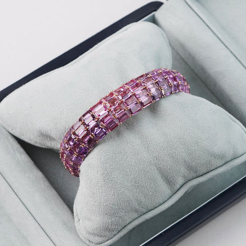 bs-25001-59.42 cts Unheated Fancy Pink Octagon Sapphire Tennis Bracelet (ENQUIRE)
