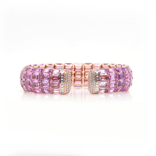bs-25001-59.42 cts Unheated Fancy Pink Octagon Sapphire Tennis Bracelet (ENQUIRE)