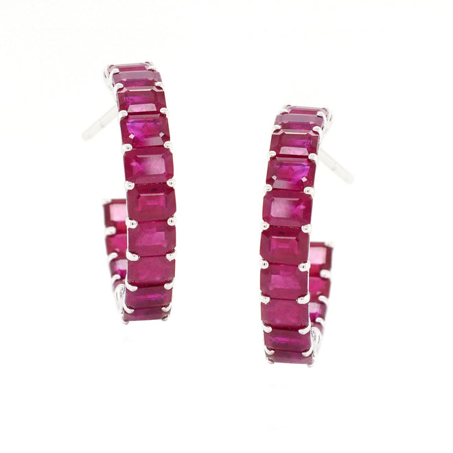 9.04 cts Octagon Ruby Eternity Hoops