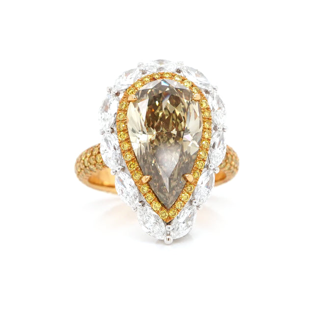 5.20 cts Pear Shape Fancy Diamond Ring
