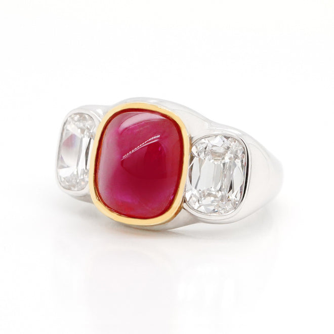 4.83 cts Burmese Ruby with Diamond Ring