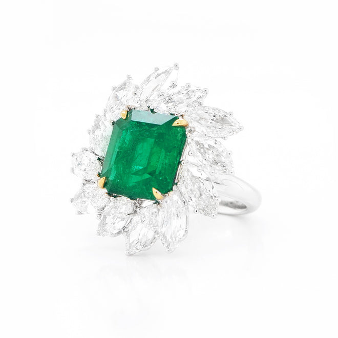 5.96 cts GRS Minor Oil Colombian Emerald Ring