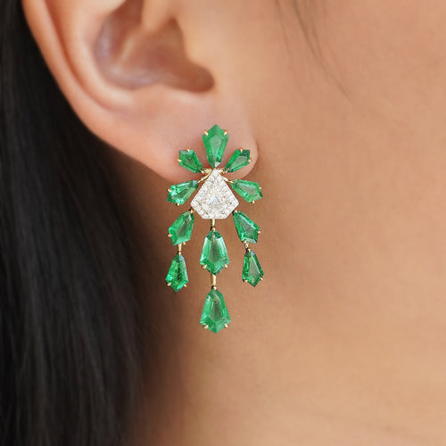 8.83 cts Emerald with Diamond Earrings