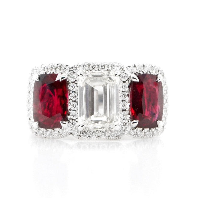 1.67 / 1.59 cts Unheated Burmese Ruby with Diamond Ring
