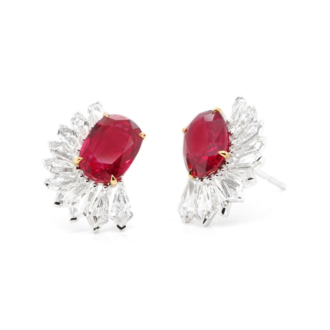 3.361 / 3.040 cts Ruby with Diamond Earrings (ENQUIRE)