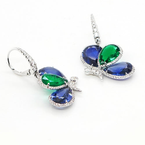 3.00 / 11.17 cts Emerald with Blue Sapphire Earrings