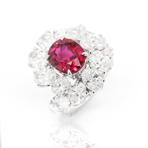 RR-19021 6.99 / 4.03 cts Ruby with Oval Diamond Ring (ENQUIRE)