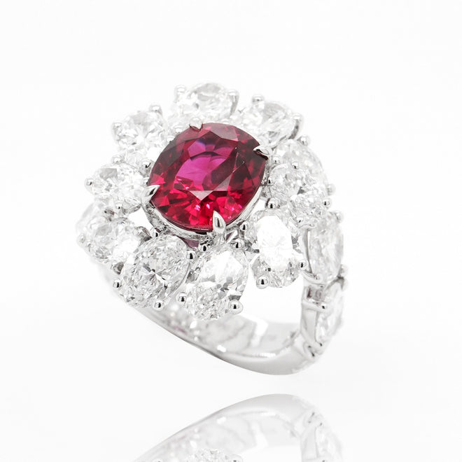 RR-19021 6.99 / 4.03 cts Ruby with Oval Diamond Ring (ENQUIRE)
