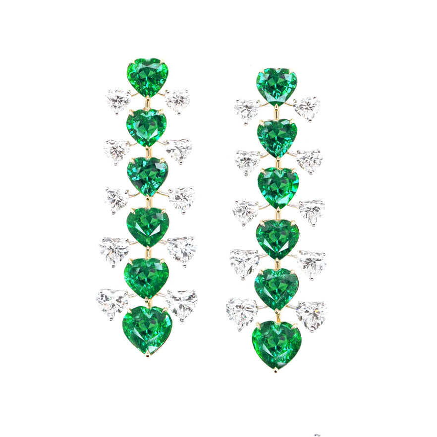 12.645 / 5.98 cts Emerald with Diamond Earrings