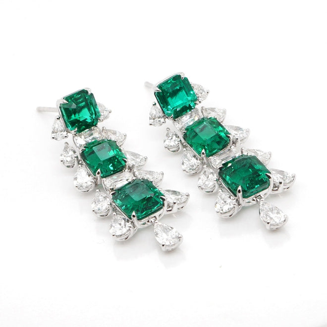 12.683 / 6.40 cts Emerald with Diamond Earrings (ENQUIRE)