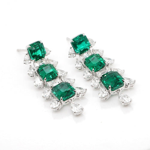 12.683 / 6.40 cts Emerald with Diamond Earrings (ENQUIRE)