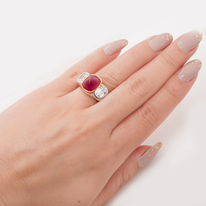 4.83 cts Burmese Ruby with Diamond Ring