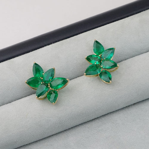 ee-25010-15.09 cts Minor Pear Shape Emerald Studs