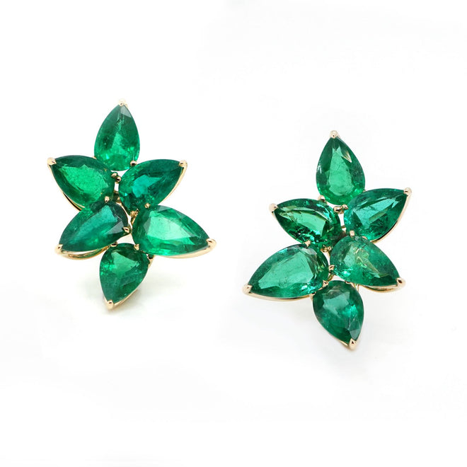 ee-25010-15.09 cts Minor Pear Shape Emerald Studs