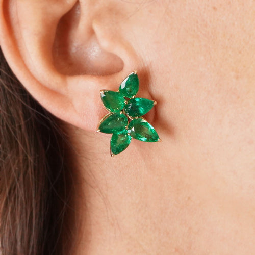 ee-25010-15.09 cts Minor Pear Shape Emerald Studs