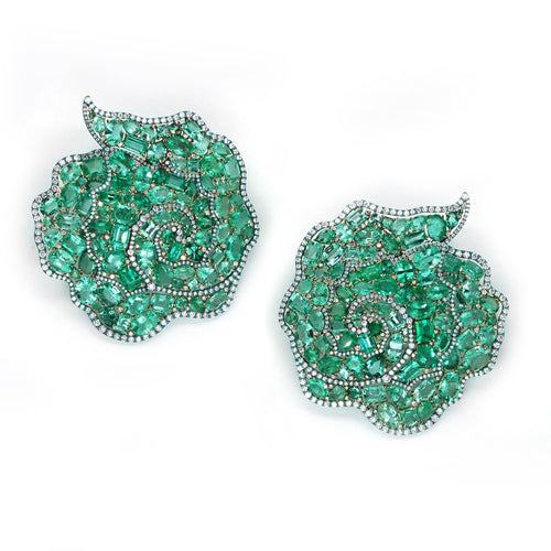 40.98 cts Fancy Shape Emerald Studs