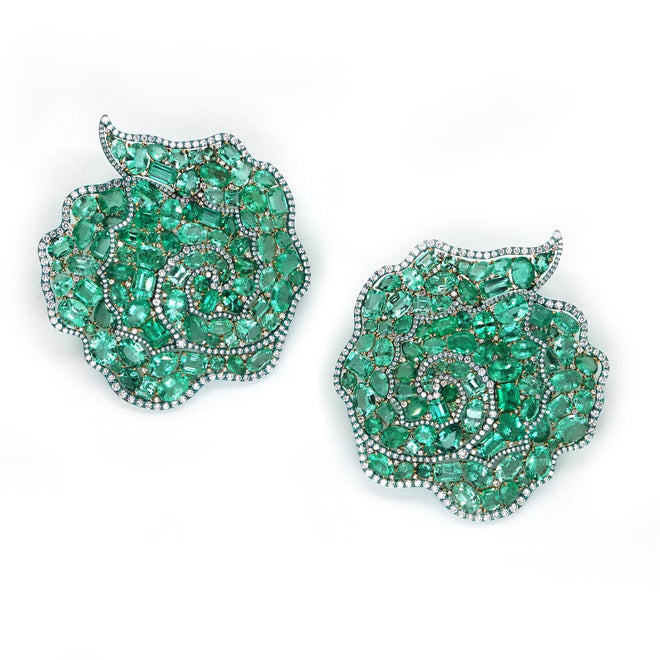 40.98 cts Fancy Shape Emerald Studs