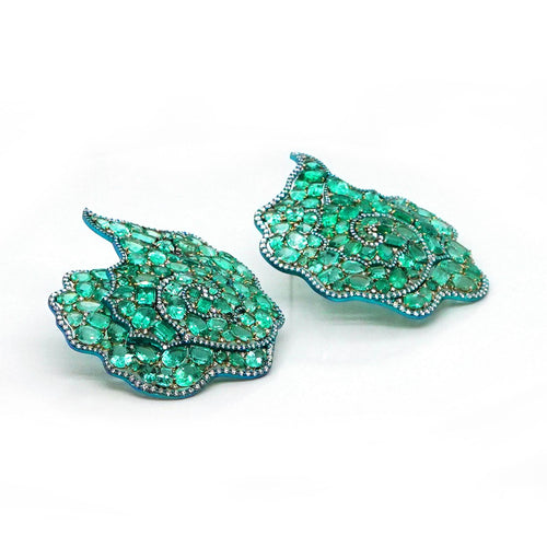 ee-25011-40.98 cts Fancy Shape Emerald Studs