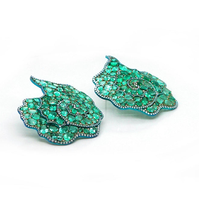 ee-25011-40.98 cts Fancy Shape Emerald Studs
