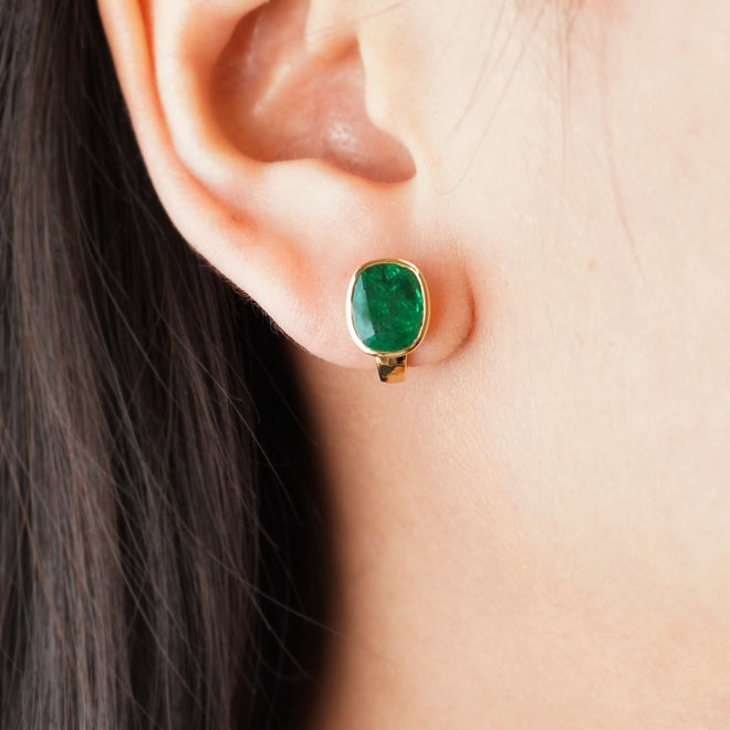 ee-25015-2.25  2.51 cts Minor Oil Cushion Emerald Studs