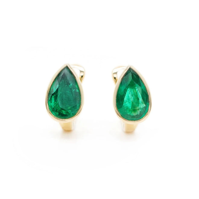 1.42 / 1.61 cts Minor Oil Pear Shape Emerald Studs