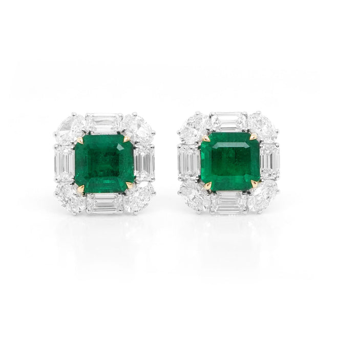ee-25018-3.17  3.30 cts Minor Oil Octagon Emerald with Diamond Studs
