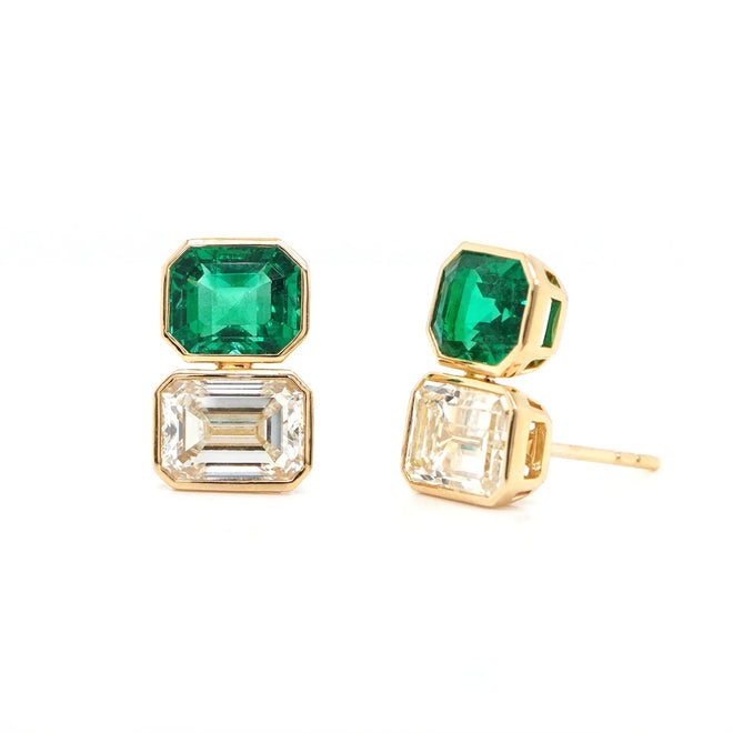 1.64 / 1.78 cts Minor Oil Octagon Emerald Studs