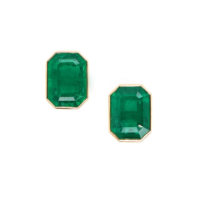 ee-25022-4.743  4.506 cts Minor Oil Octagon Emerald Studs